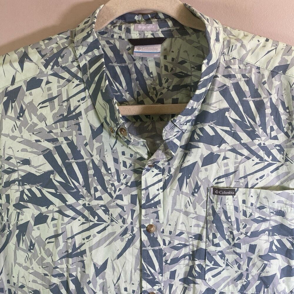 Columbia Camp Shirt Hawaiian Men's 4X Floral Print Polyester Button-Up